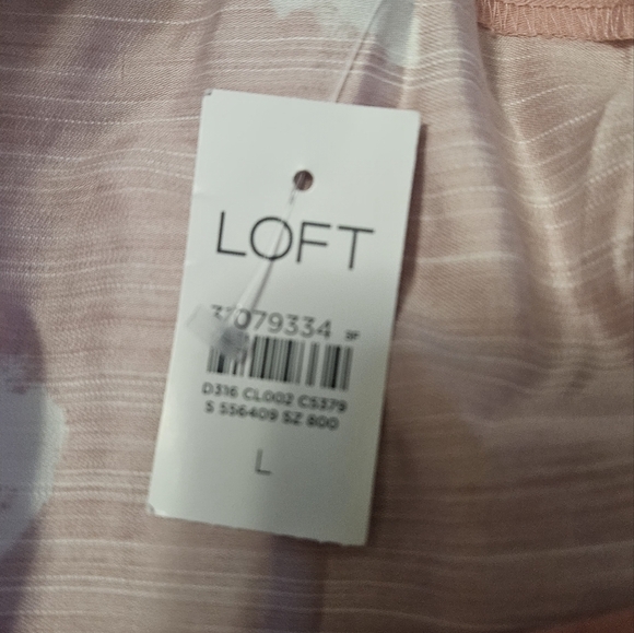 ANN TAYLOR LOFT Brushstroke Square Neck Swing Dress in pink/white. Size L NWT - Picture 15 of 15